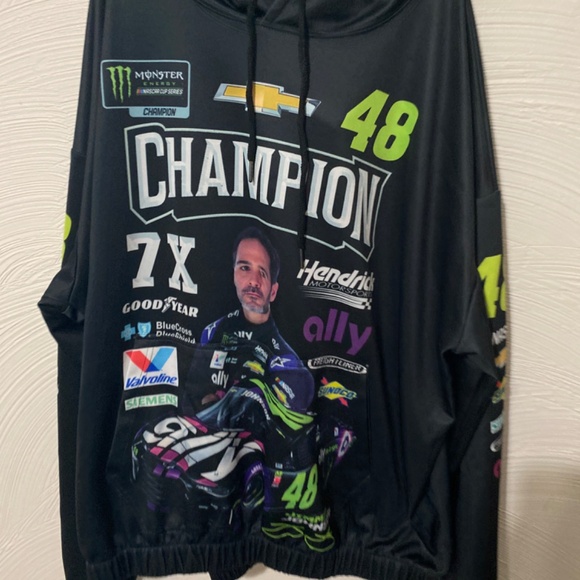 Jimmy Johnson nascar #48 hooded sweater sweat shirt with pockets strings XXL 2XL - Picture 3 of 6